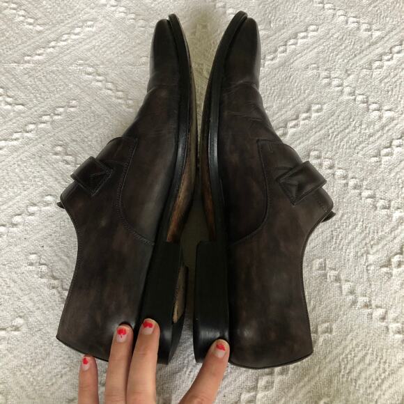 Magnanni Single-Monk Strap Dress Shoes 9 ½ B Burnished Dark Brown Leather Spain - Picture 6 of 12